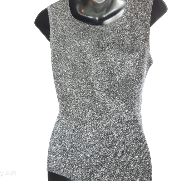 Large Lauren Michelle Grey Beaded Sleeveless elegant Sweater Top - Picture 11 of 17